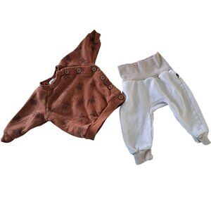 Rabbit & Bear Infant 0-3M Two-Piece Outfit Fox Graphic  Buttons Organic Cotton